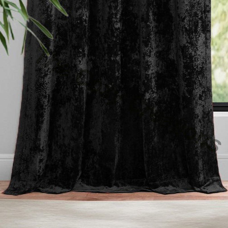Luxurious Crushed Velvet Curtains for Living Room Blackout Window Drapes - Multiple Sizes