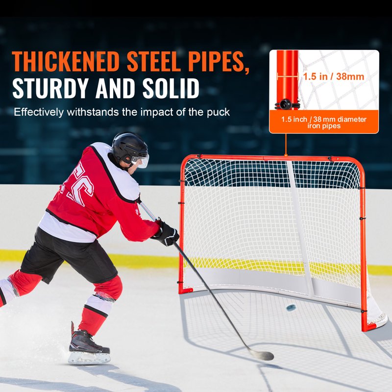 Portable Hockey Goal Net 72x48 Inches Steel Frame Indoor Outdoor Sports Equipment