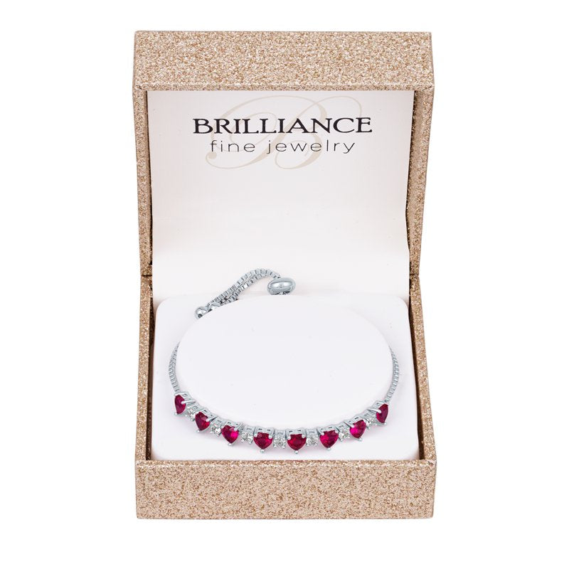 Sterling Silver Plated Simulated Ruby Bracelet for Women - Elegant Jewelry