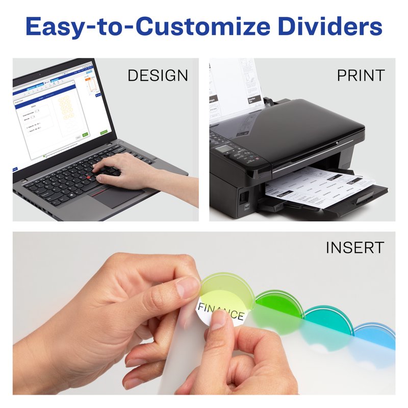 Plastic Divider Set with Big Oval Tabs for Organization, 8-Tab, Color