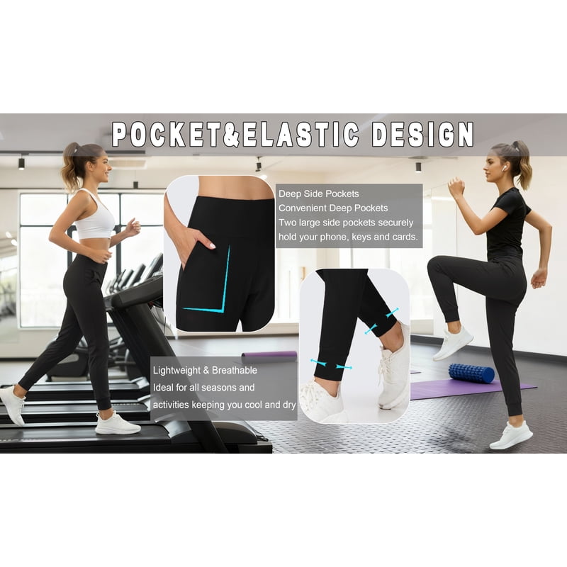 Women’s High Waisted Joggers with Pockets - Athletic & Casual Yoga Pants