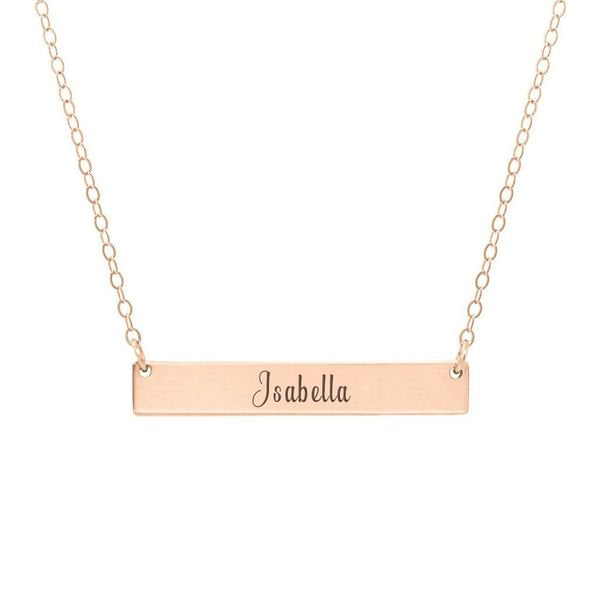 Personalized Bar Necklace for Mom Women Engravable Name Jewelry Gift in Rose Gold, Silver, Gold