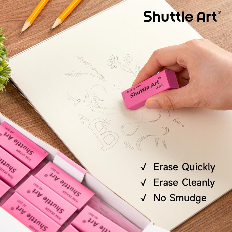 Bulk Pink Erasers for School and Office - Latex-Free Soft Erasers