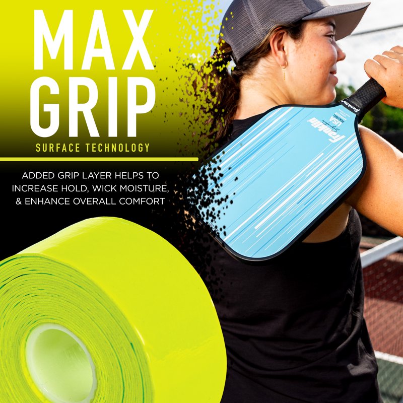 Optic Yellow 3-Pack Franklin Pickleball Paddle Overgrips – Extra Grip, Slight Tackiness
