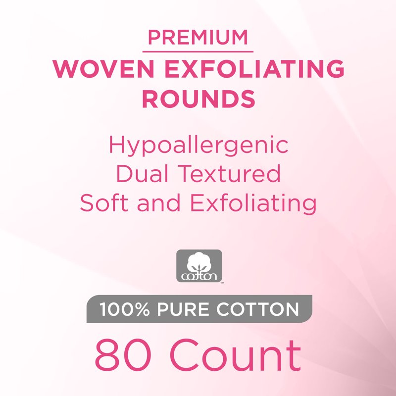 Exfoliating Cotton Rounds Pack - Gentle Dual-Textured Makeup Remover & Toner Pads