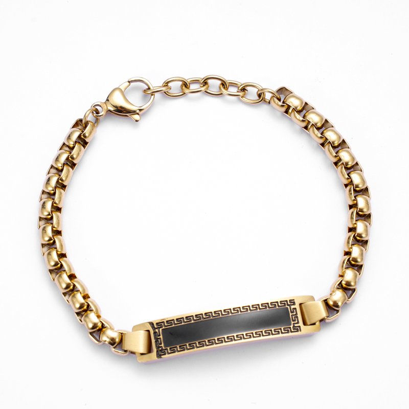Men's 18K Gold Plated Stainless Steel ID Bracelet - Classic Jewelry
