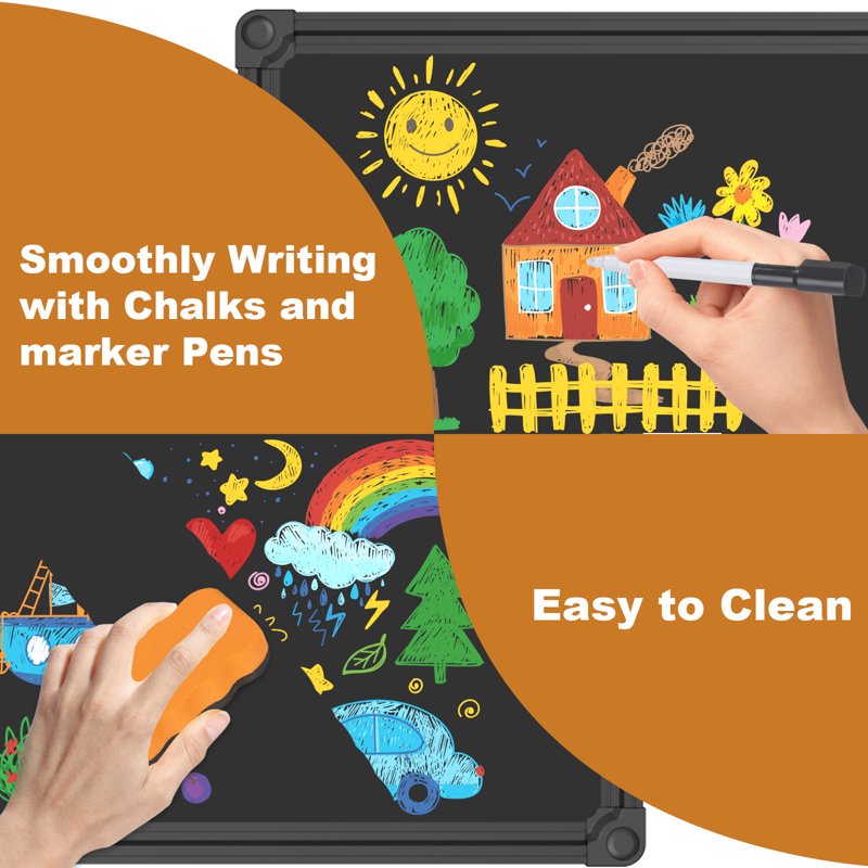 Large Magnetic Chalkboard for Wall - Dry Erase & Blackboard with Aluminum Frame