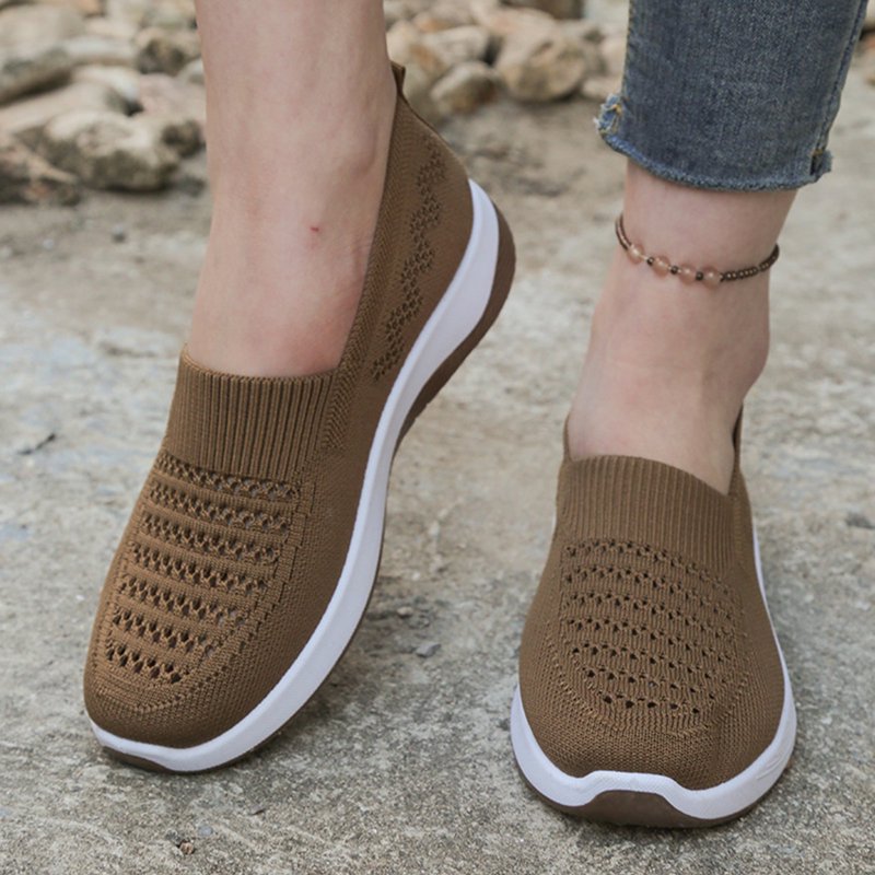 Women's Orthopedic Walking Sneakers with Arch Support - Wide Width Breathable Slip-On Casual Shoes