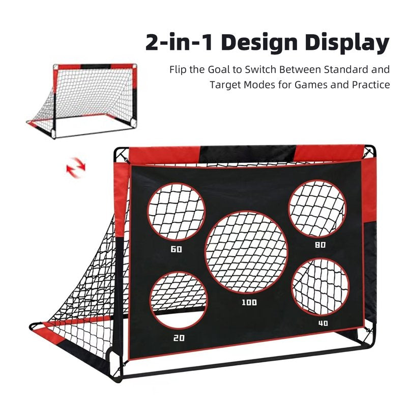 Soccer Goal 5x4 ft Kids Backyard Pop Up Training Net with Target & Carry Bag