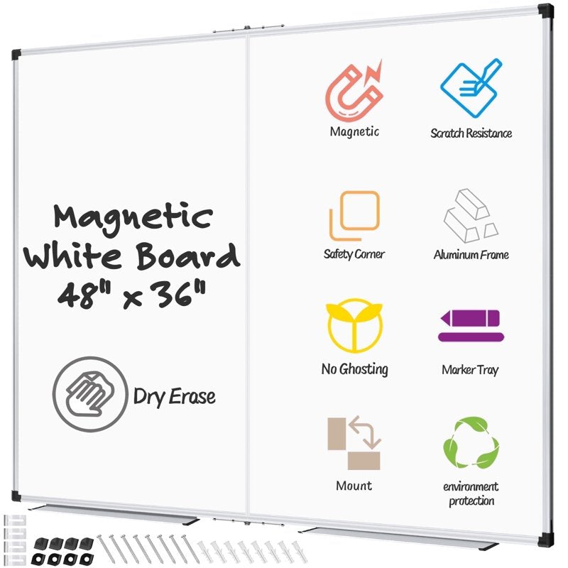 Large Foldable Magnetic Dry Erase Whiteboard for Wall & Portable Use