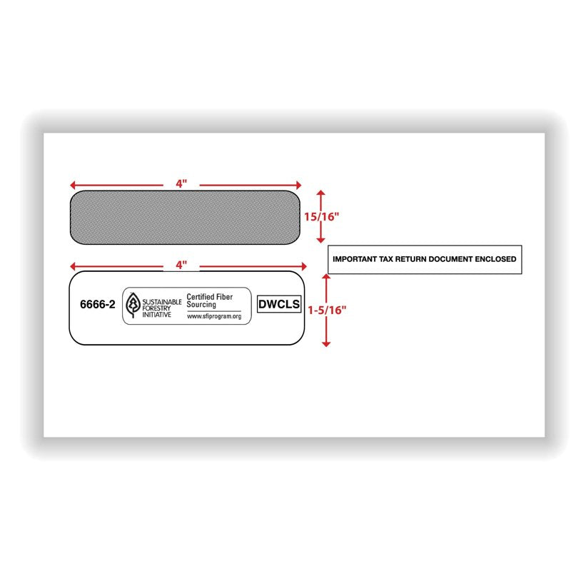 Self-Seal Double-Window Envelopes for W-2 Tax Forms, Pack of 25