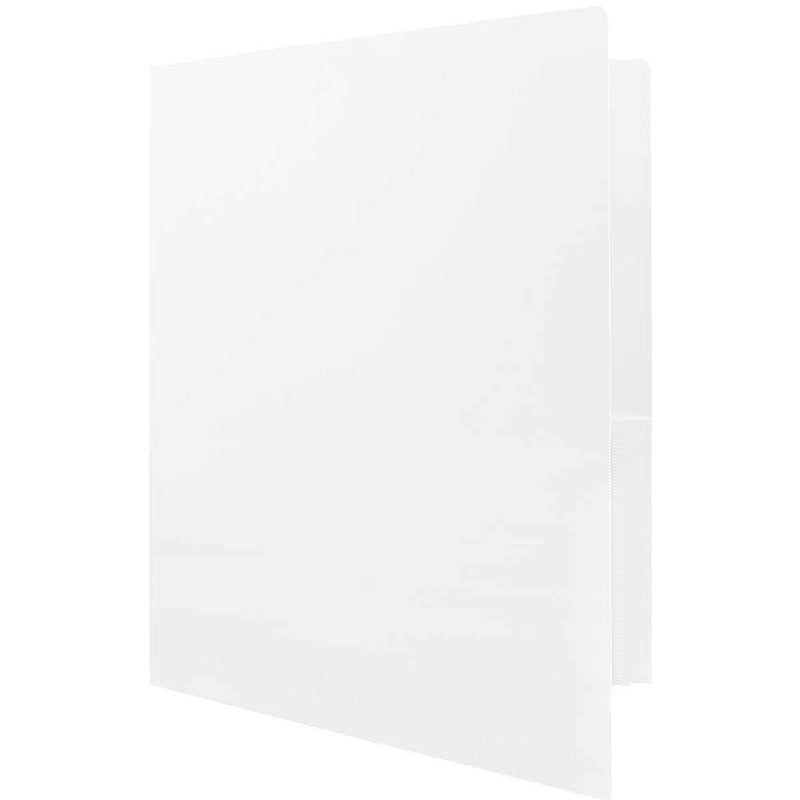 Heavy Duty Plastic Pocket Folders - White, 3 Pack, 9.5 x 11.6 Inches