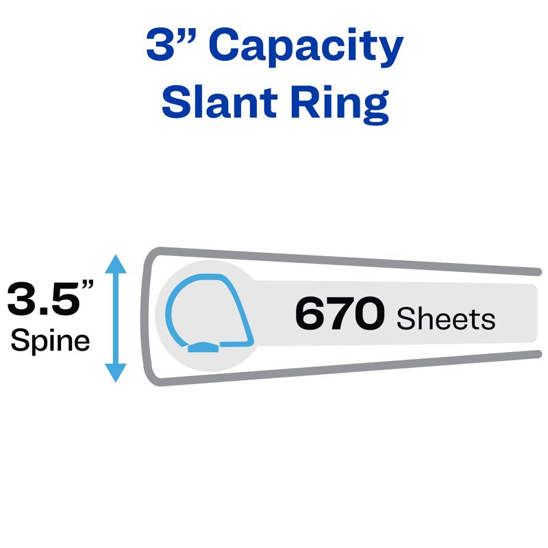 Heavy Duty 3-Inch View Ring Binders - White, 4 Pack