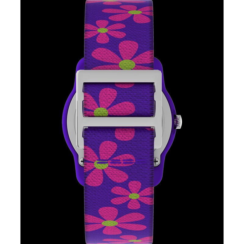 Kids Floral Elastic Fabric Watch with Large Dial and Water Resistance