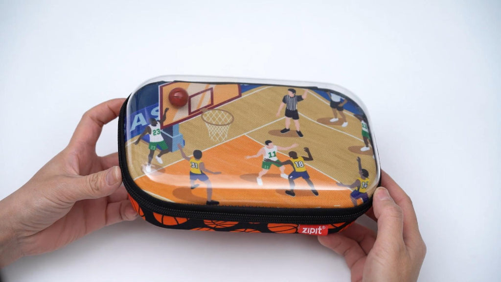 Large Capacity Clear Top Pencil Case for School & Kids - Sports-Themed Organizer