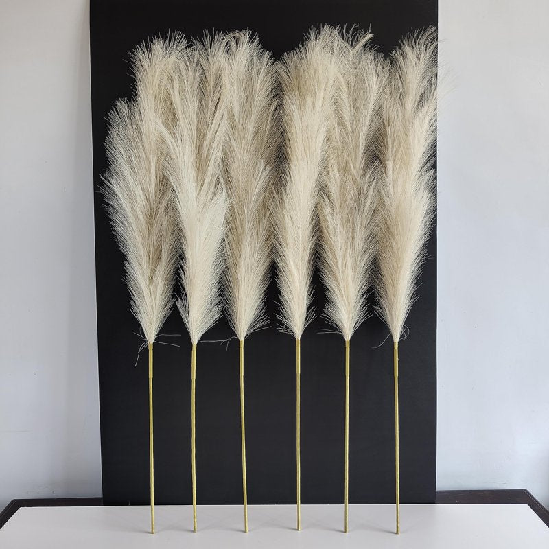 Faux Pampas Grass Stems - 43.3 Inches Tall, Fluffy, Lifelike Home Decor