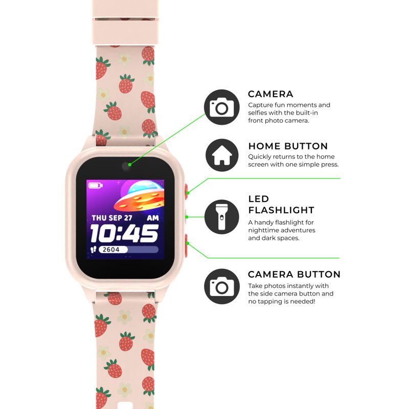 Kids Girls Smartwatch with Camera, Audiobooks, Games - Durable Water-Resistant Kid's Wearable