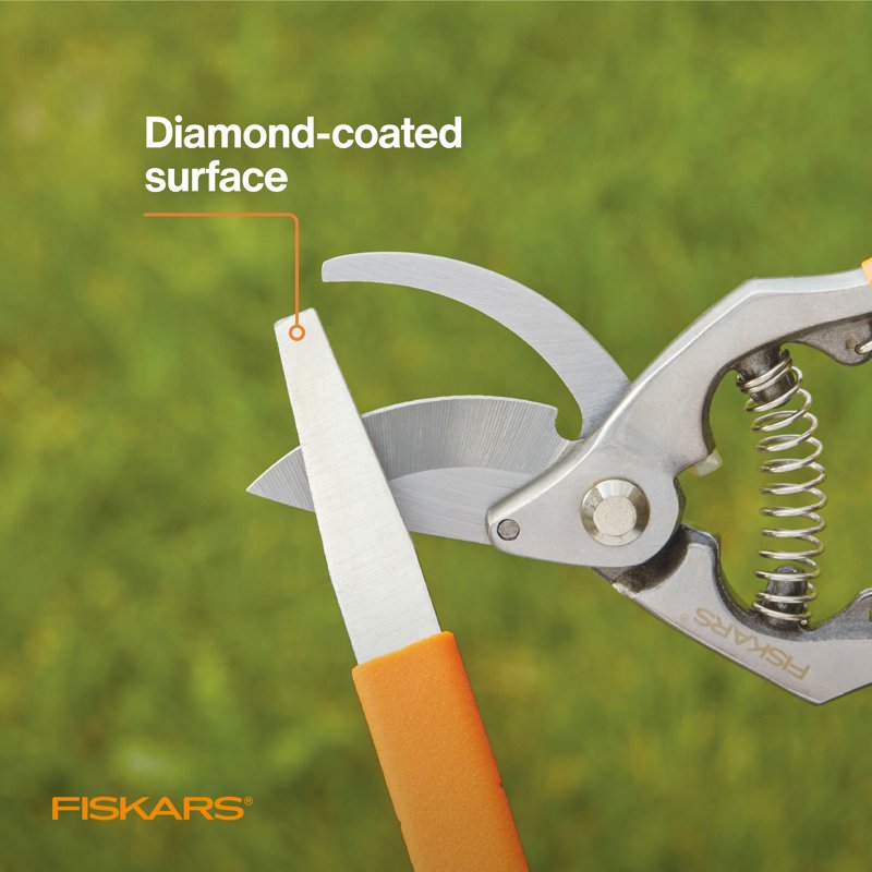 6-Inch Diamond Coated Blade Sharpener for Gardening Tools - Orange