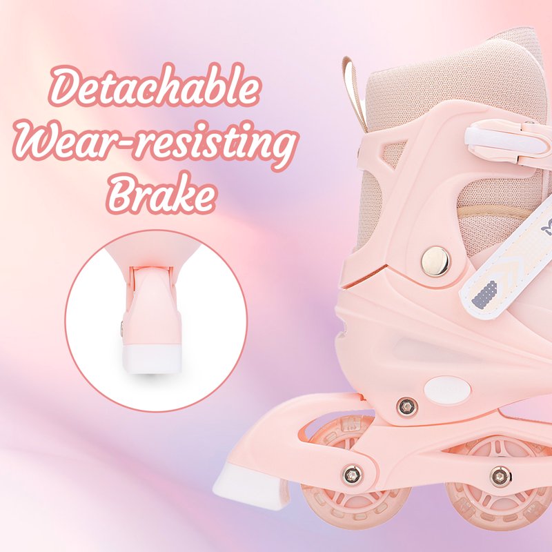 Adjustable Light Up Kids & Teen Inline Skates with Bag - Pink