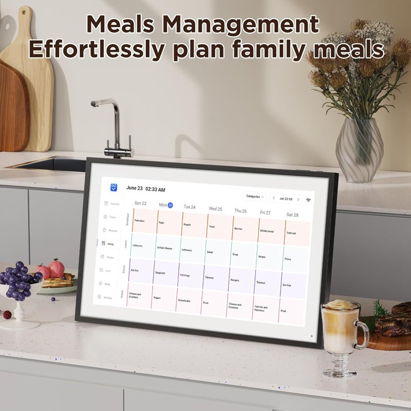 10.1 Inch Smart Digital Calendar with HD Touchscreen, Meal Planner & Chore Chart
