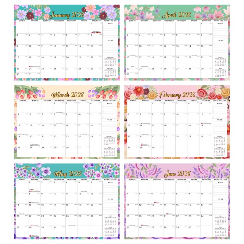 Large 2027-2028 Desk Calendar 17x12 Inches with To-Do Notes & Cover