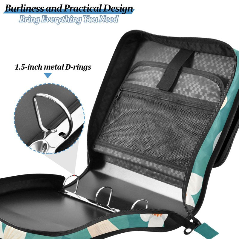 Waterproof 3-Ring Zipper Binder with Shoulder Strap - 2 Inch Capacity, Holds 500 Sheets