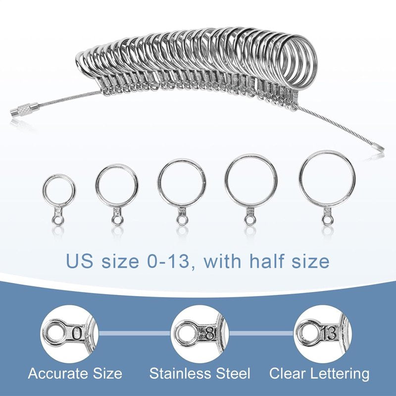 Jewelry Ring Sizing Tool Kit with Gauge Stick Hammer and Mandrel