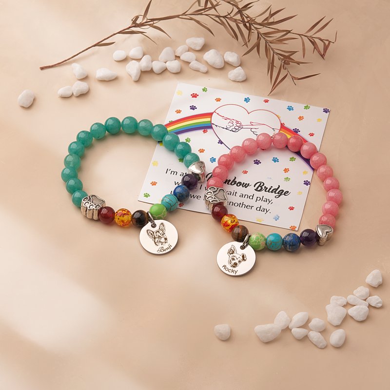 Personalized Pet Memorial Bracelet with Engraving - Dog Remembrance Jewelry