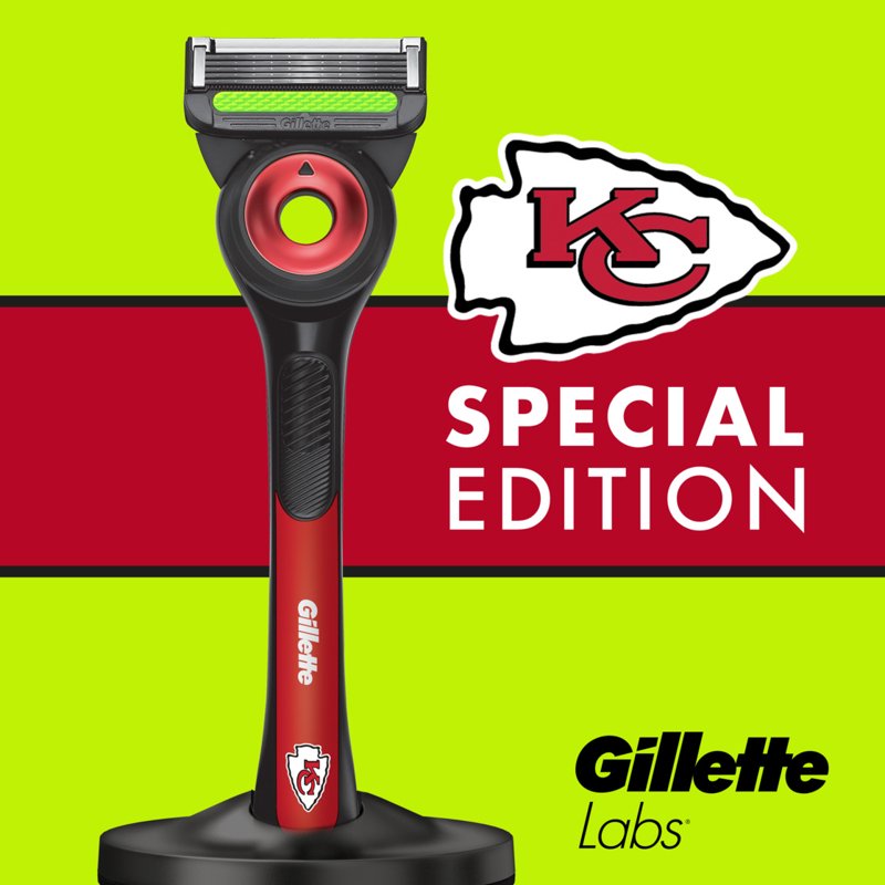 Gillette Labs Chiefs Gameday Razor Bundle with Blade Refills & Magnetic Stand