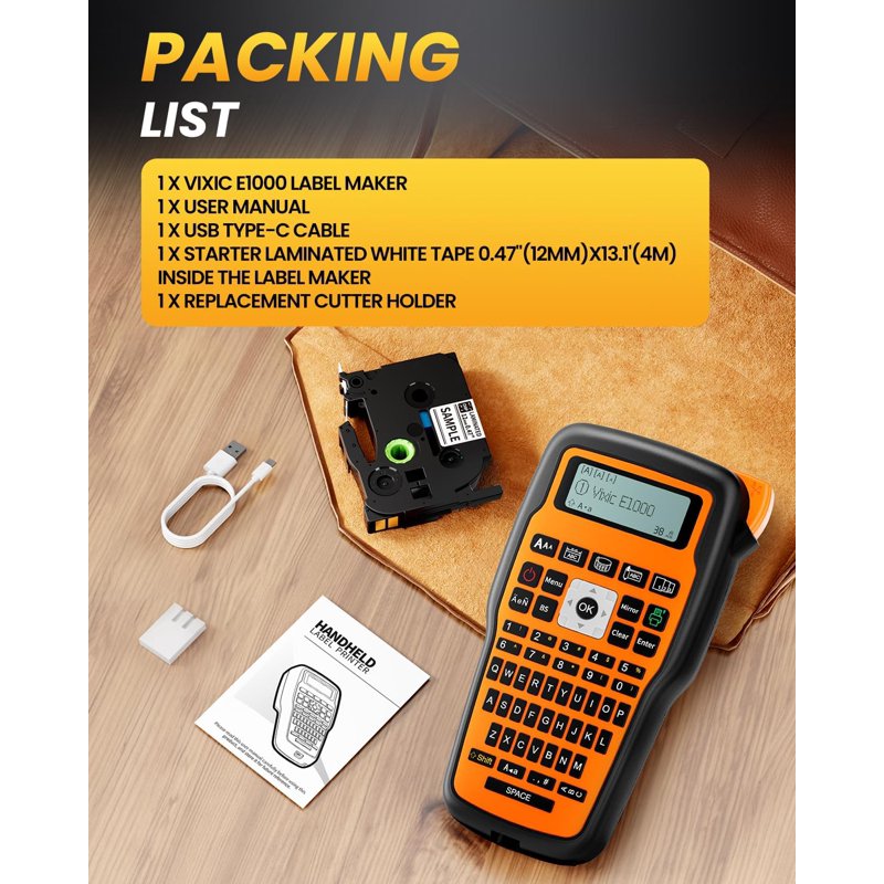 Industrial Label Maker with QWERTY Keyboard & 4 Tape Rolls - Fast Durable Label Printing