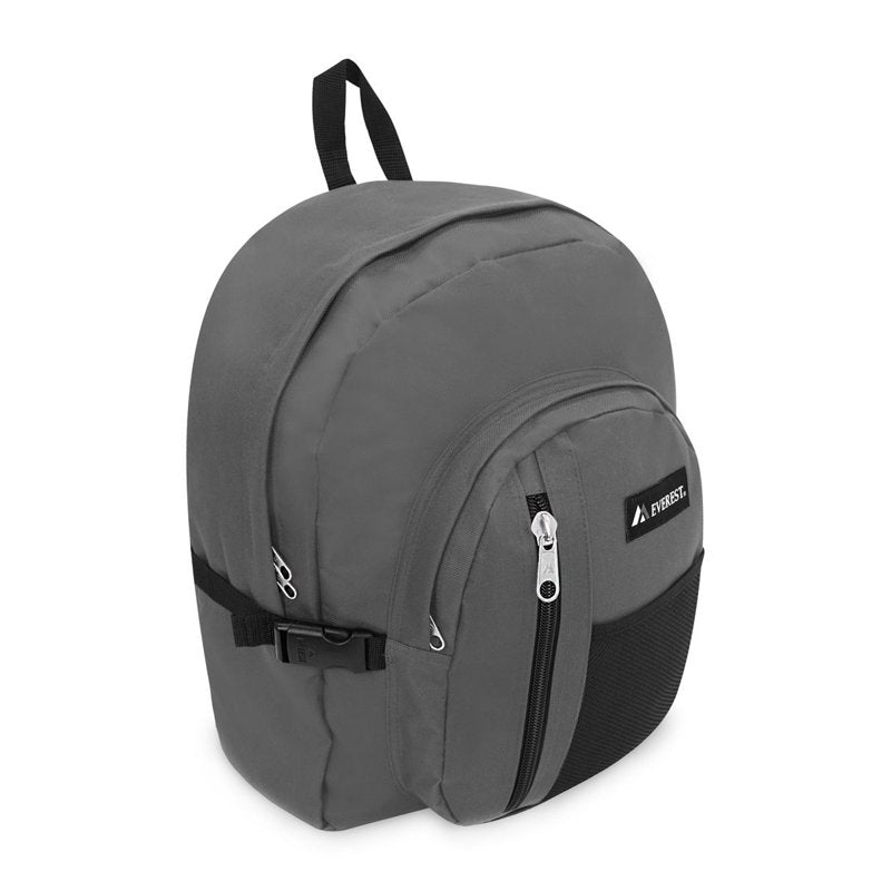 Durable Travel Backpack with Front Mesh Pocket Large Capacity Dark Gray Black