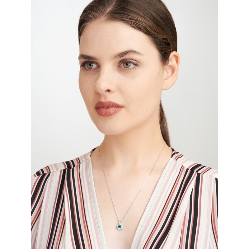 Sterling Silver Love Knot Pendant Necklace with Green Quartz Birthstone for Women
