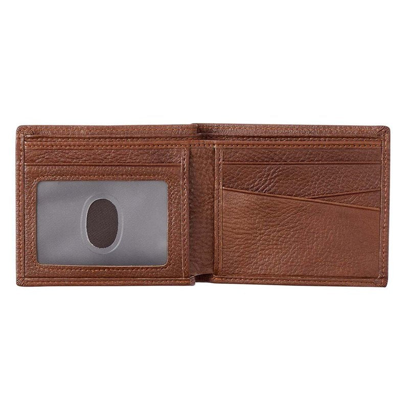 Leather RFID Wallet for Men with Christian Script - Gift-Ready Brown Bifold