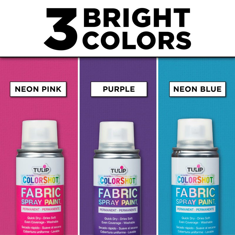 Fabric Spray Color - Brights 3 Pack, Instant Color Dye for Textiles