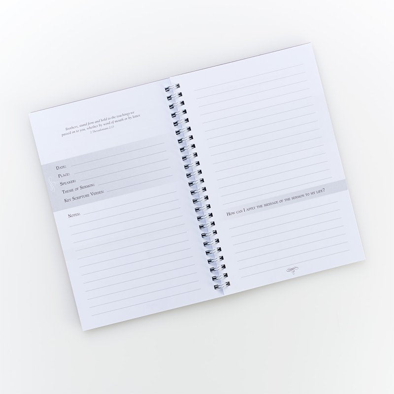 Sermon Notes Wirebound Notebook with Tree Design - Christian Reflection Journal