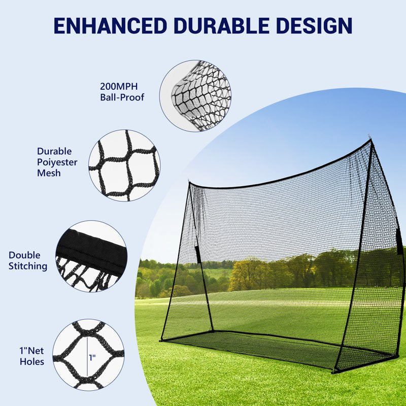 Golf Practice Net with Target – 10x7 ft (Black) Indoor/Outdoor Driving Range