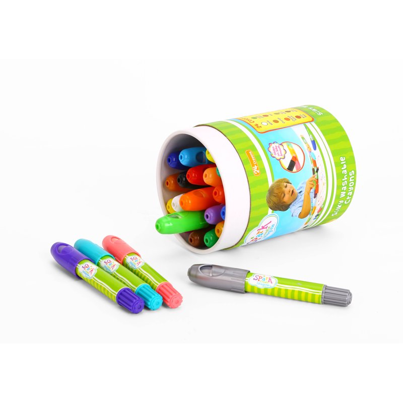 Silky Crayons for Kids - 24 Count Multicolor Washable & Safe Drawing Set
