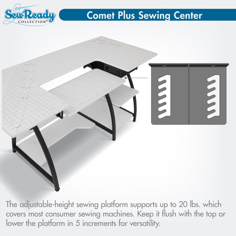 Adjustable Sewing Table with Storage and Foldable Shelf - Craft & Hobby Desk