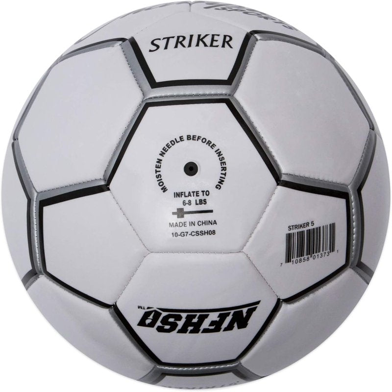 Champion Sports Striker Soccer Ball Size 5 - Black/White PU Cover, 32 Panels
