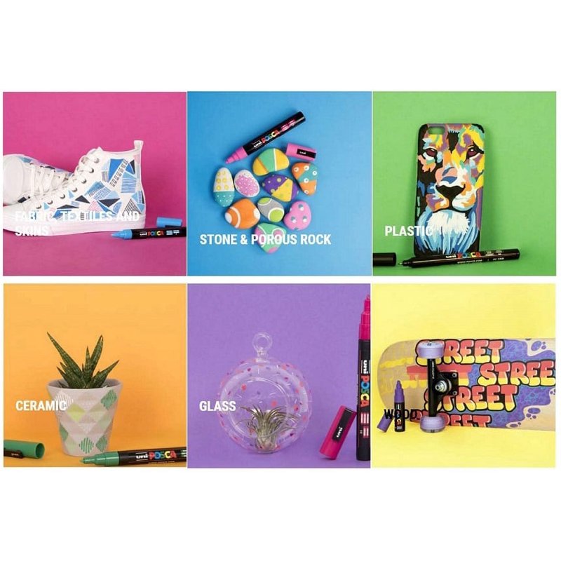 Posca Paint Marker Pens Set 18 Colors Medium Point Waterproof & Lightfast