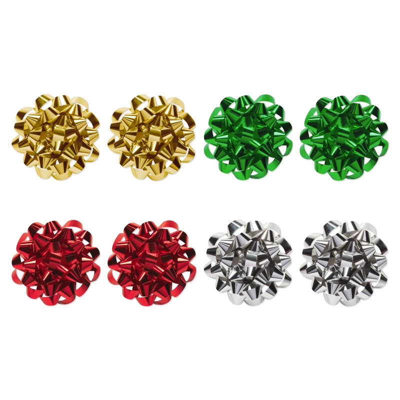 Assorted Metallic Gift Bows & Ribbons Set - 24 Pieces for Holiday & Party Gift Wrapping