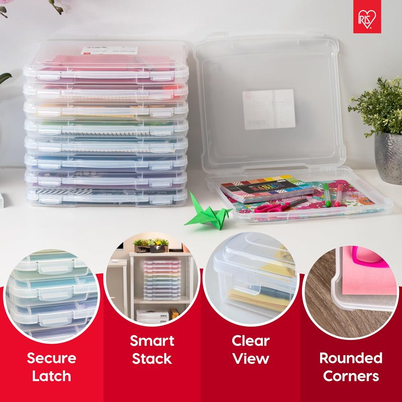 Plastic Portable Document Storage Case Set - Clear, Snap Lock, 8.5x11 Inches, Multiple Pack Sizes