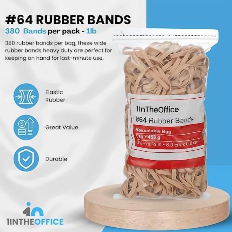 Heavy Duty Rubber Bands #64 - Thick Beige Office & Packing Supplies (3 Pack)
