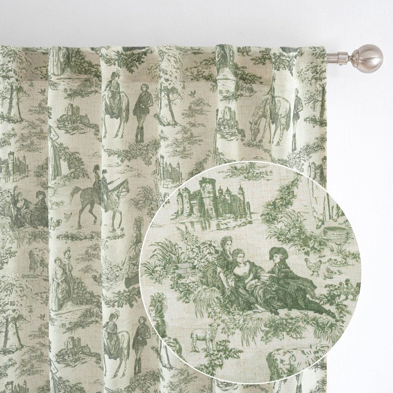 Blackout Linen Curtains with Thermal Sound Insulation - Farmhouse French Country Style, 96 Inch Length, Multiple Sizes