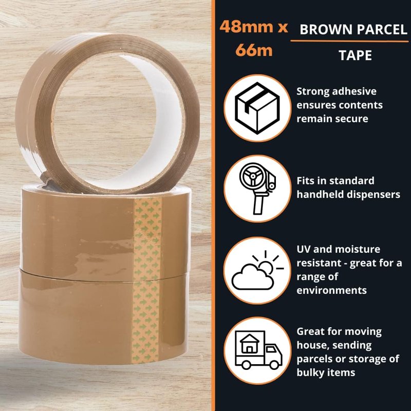 Heavy Duty Brown Packing Tape 6 Rolls - Industrial Shipping & Moving