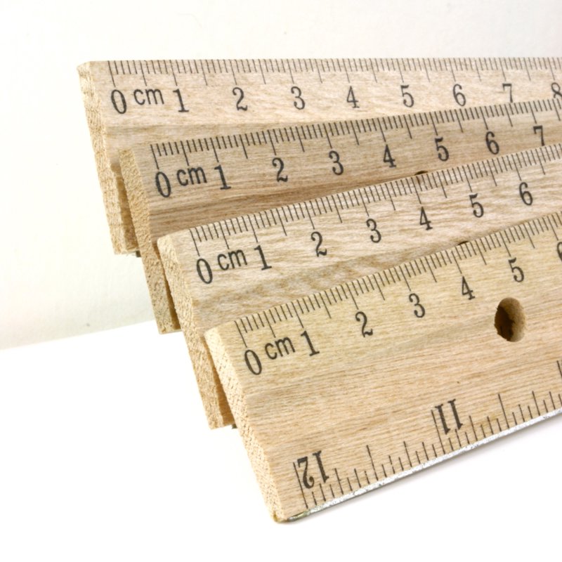 Wooden Ruler Set 12 Inch, Metal Edge, Pack of 3 | Classroom & Office Measuring Tools