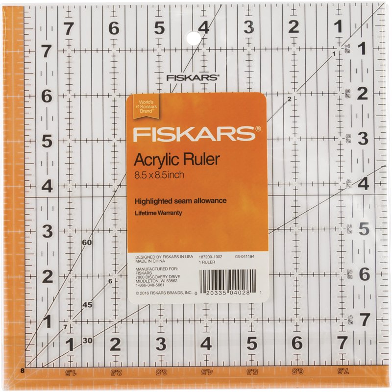 8.5x8.5 Inch Square Sewing Ruler for Quilting and Measuring
