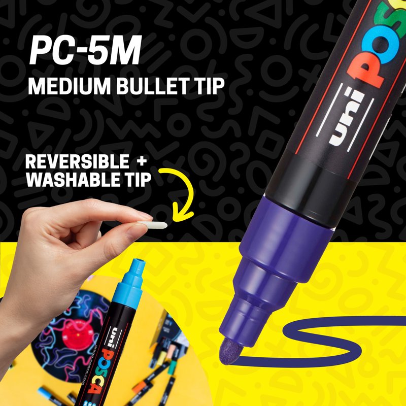 Water-Based Paint Markers with Reversible Medium Tip - 8 Count