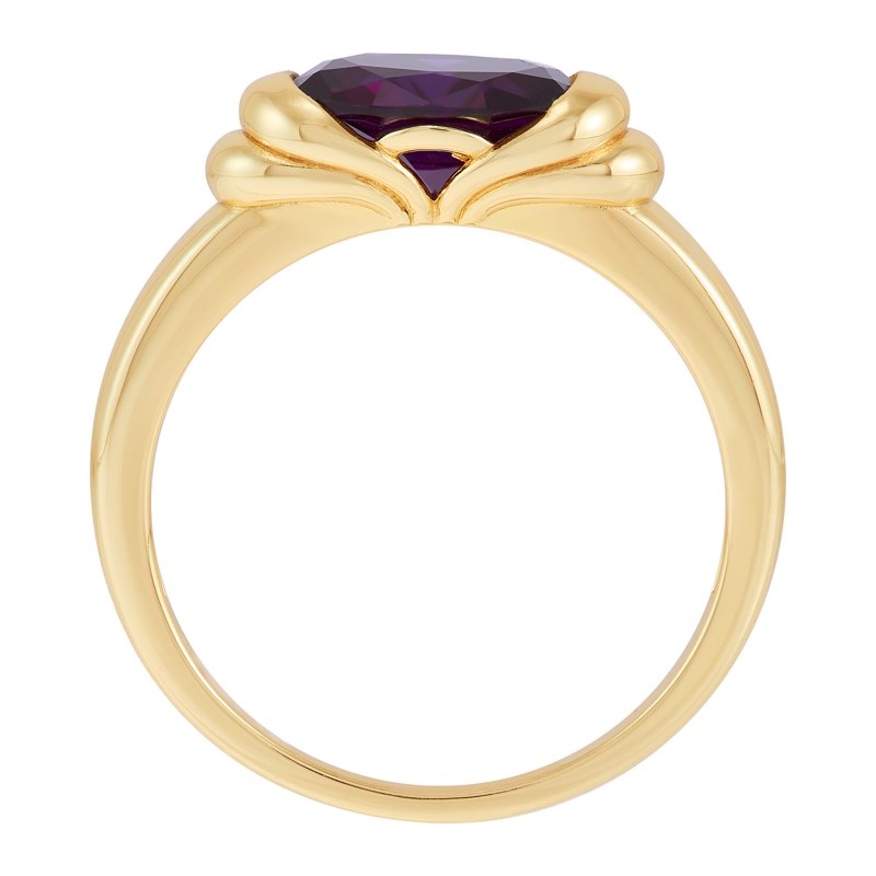 Sterling Silver & Gold-Plated Oval Simulated Amethyst Ring - Elegant Jewelry for February Birthdays
