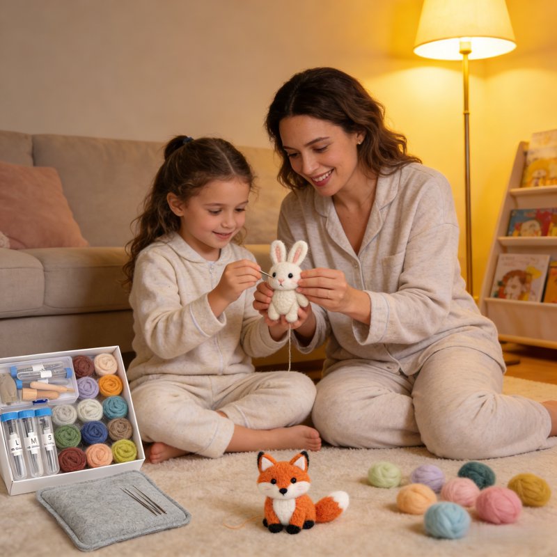 Beginner Needle Felting Kit with 50 Colors & Complete Tools Set for Crafting
